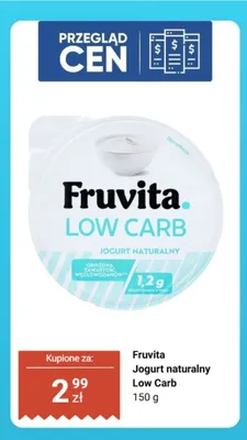 Jogurt naturalny Low Carb Fruvita promocja w Biedronka