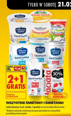 Śmietany i śmietanki różne rodzaje promocja w Biedronka