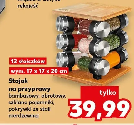 Stojak na przyprawy bambusowy Spice & Soul 17x17x20cm 12 słoiczków promocja w Kaufland