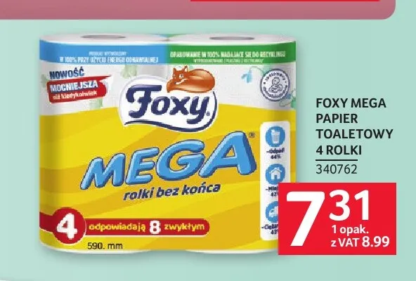Papier toaletowy Foxy Mega 4-pak promocja w Selgros