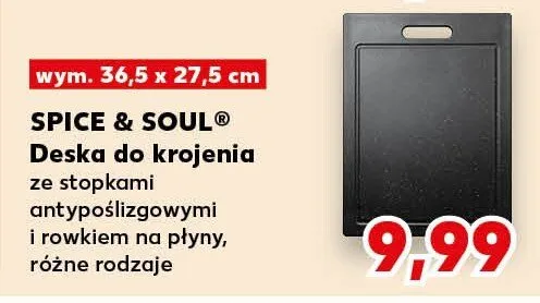 Deska do krojenia ze stopkami antypoślizgowymi i rowkiem na płyny Spice & Soul 36,5x27,5cm promocja w Kaufland