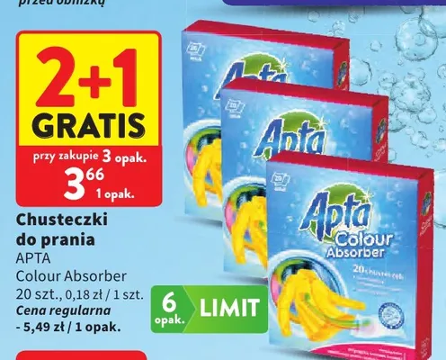 Chusteczki do prania Apta Colour Absorber promocja w Intermarche