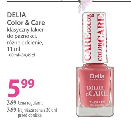 Lakier do paznokci Delia Color & Care klasyczny promocja w Hebe