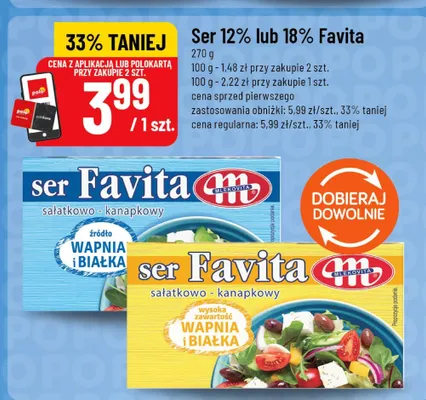 Ser sałatkowo-kanapkowy Favita 12% Mlekovita promocja w POLOmarket