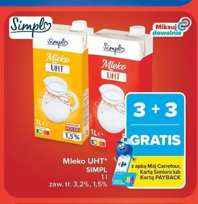 Mleko UHT Simpl 1,5% promocja w Carrefour Market