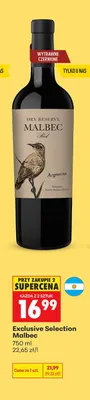 Wino czerwone Exclusive Selection Malbec promocja w Biedronka