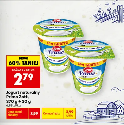 Jogurt naturalny Primo Zott promocja w Biedronka