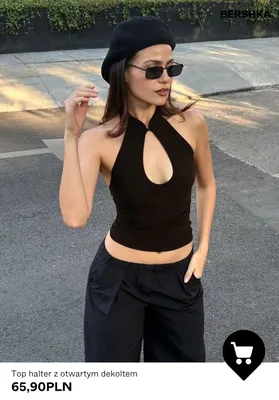 Top halter z otwartym dekoltem Bershka promocja w Bershka