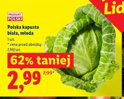 Polska kapusta biała młoda promocja w Lidl