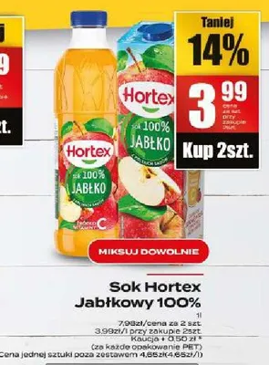 Sok Hortex jabłko 100% promocja w Supeco