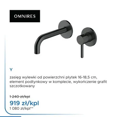 Bateria umywalkowa podtynkowa Omnires Y grafit szczotkowany promocja w Blu Salony Łazienek
