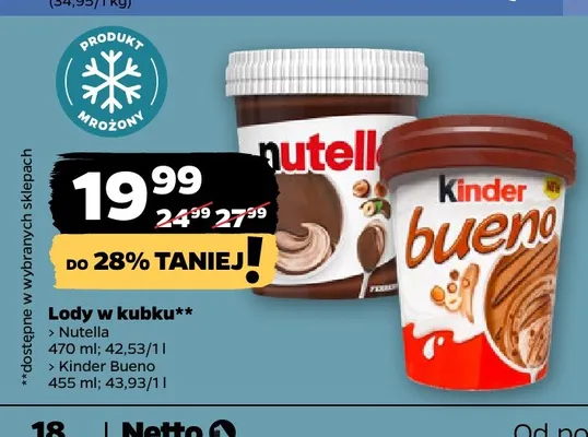 Lody w kubku Nutella promocja w Netto