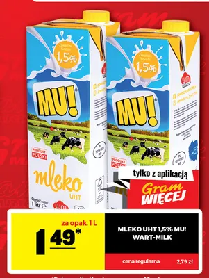 Mleko UHT Mu! 1,5% promocja w Gram Market