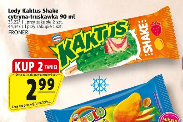 Lody Kaktus Shake cytryna-truskawka promocja w Prim Market