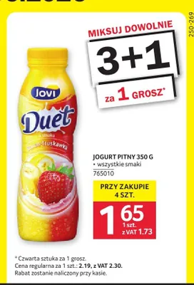 Jogurt pitny Jovi Duet banan-truskawka promocja w Selgros