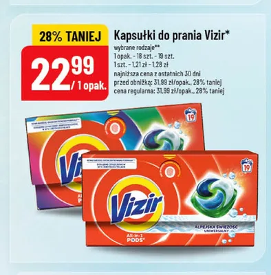 Kapsułki do prania Vizir All-in-1 Pods promocja w POLOmarket
