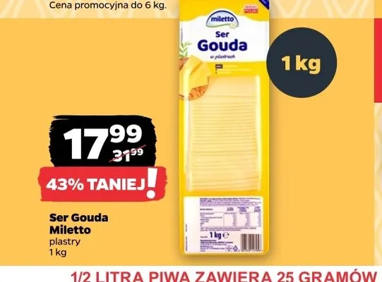 Ser Gouda Miletto plastry promocja w Netto