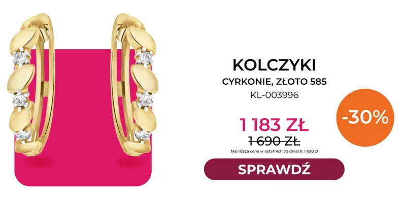 Kolczyki cyrkonie złoto 585 KL-003996 Briju promocja w Briju