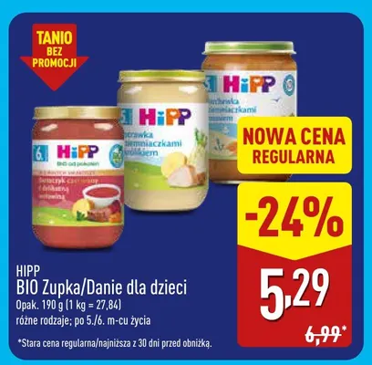 Bio zupka/danie dla dzieci HiPP promocja w Aldi