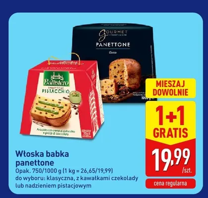 Włoska babka panettone z kawałkami czekolady promocja w Aldi