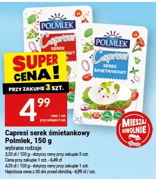 Capresi serek śmietankowy Polmlek, wybrane rodzaje promocja w Twój Market
