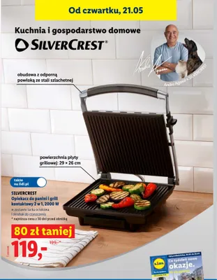 Opiekacz do panini i grill kontaktowy 2 w 1 SILVERCREST 2000W 29x26cm promocja w Lidl