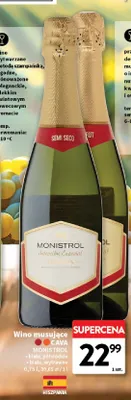 Wino musujące Cava Monistrol białe wytrawne promocja w Intermarche