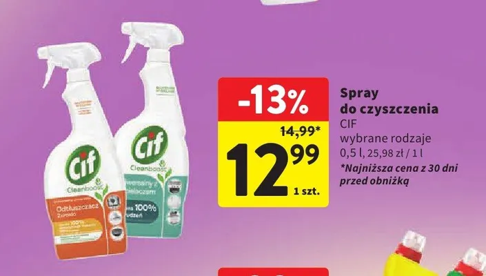 Spray do czyszczenia uniwersalny Cif Cleanboost promocja w Intermarche