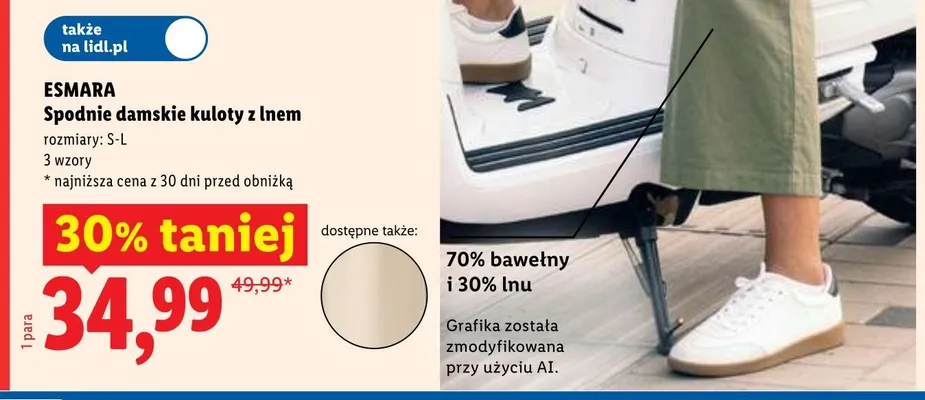 Spodnie damskie kuloty z lnem ESMARA promocja w Lidl