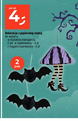 Dekoracja z papierową rozetą w kształcie nietoperza 2-pak promocja w Dealz