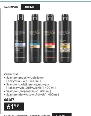Zestaw szamponów do włosów Advance Techniques promocja w AVON