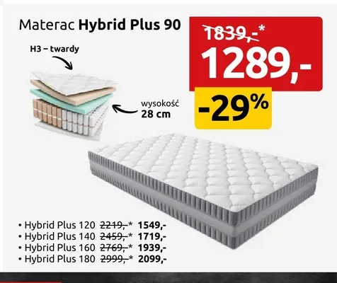 Materac Hybrid Plus 120 promocja w Black Red White
