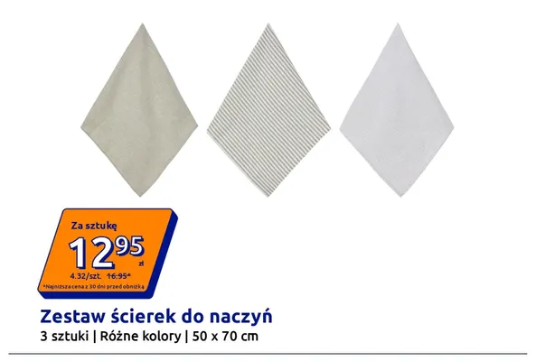 Zestaw ścierek do naczyń 50x70 cm promocja w Action