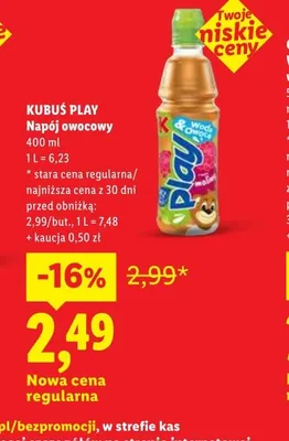 Napój owocowy Kubuś Play promocja w Lidl