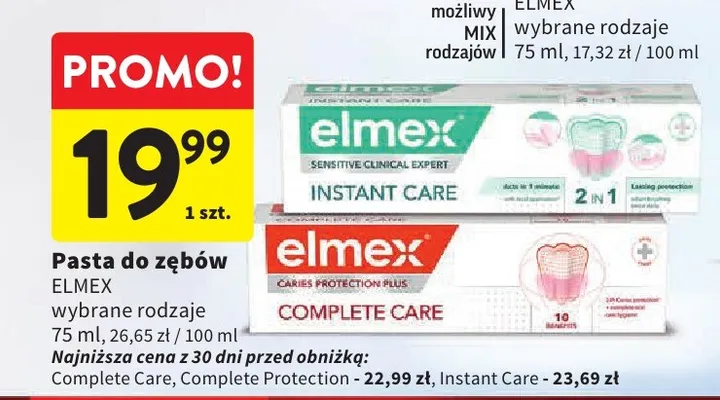 Pasta do zębów Elmex Sensitive Clinical Expert Instant Care promocja w Intermarche