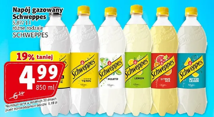 Napój gazowany Schweppes różne rodzaje promocja w Prim Market