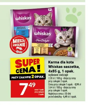 Karma dla kota Whiskas saszetka 4-pak 85g promocja w Twój Market