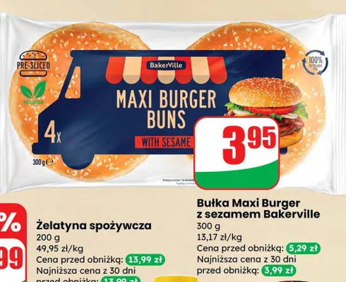 Bułka maxi burger z sezamem promocja w Dino