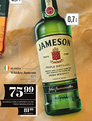 Whiskey Jameson Irish Whiskey promocja w POLOmarket