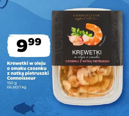 Krewetki w oleju o smaku czosnku z natką pietruszki Connoisseur promocja w Netto