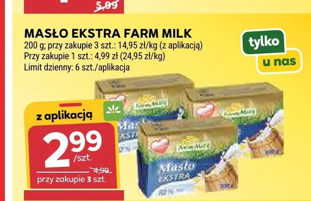 Masło ekstra Farm Milk promocja w Stokrotka