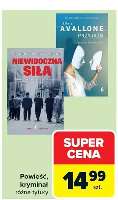Powieść, kryminał różne tytuły promocja w Carrefour