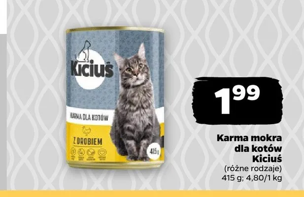 Karma mokra dla kotów Kiciuś promocja w Netto