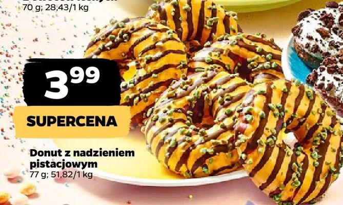 Donut z nadzieniem pistacjowym promocja w Netto