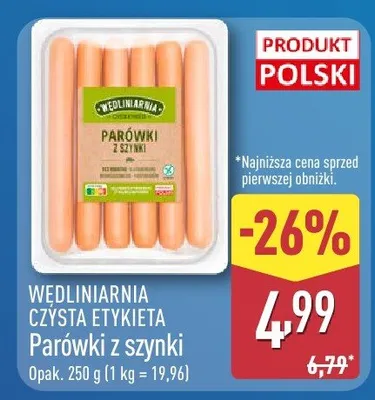 Parówki z szynki promocja w Aldi