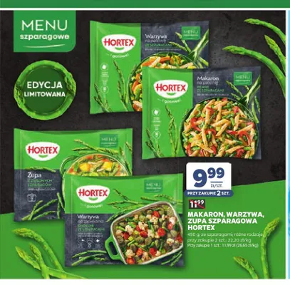 Makaron, warzywa, zupa szparagowa Hortex promocja w Stokrotka
