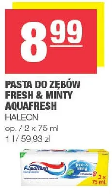Pasta do zębów Fresh & Minty Aquafresh promocja w SPAR