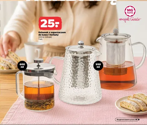 Dzbanek z zaparzaczem do kawy i herbaty Mg home 600 ml promocja w Netto