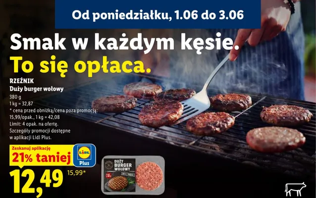 Duży burger wołowy Rzeźnik promocja w Lidl