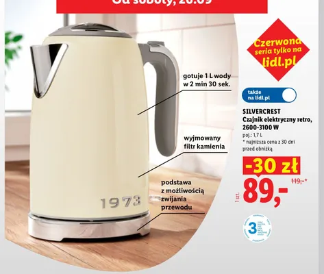 Czajnik elektryczny retro 1,7 l Silvercrest promocja w Lidl